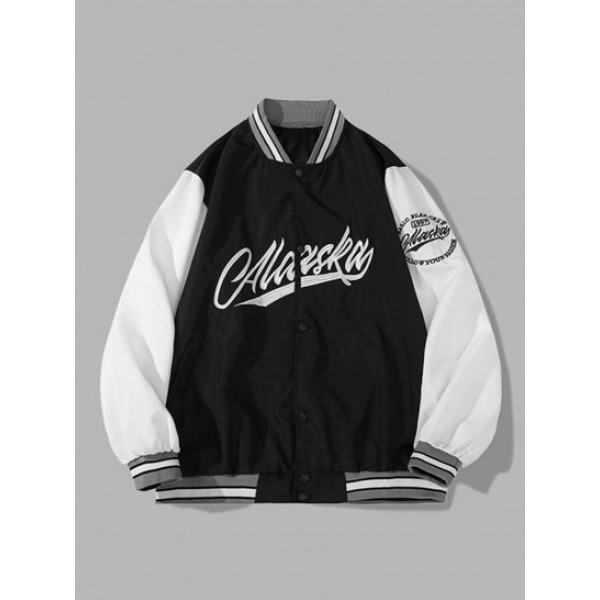 Colorblock Letter Embroidered Baseball V...