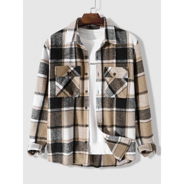 Plaid Pattern Pocket Patch Shacket