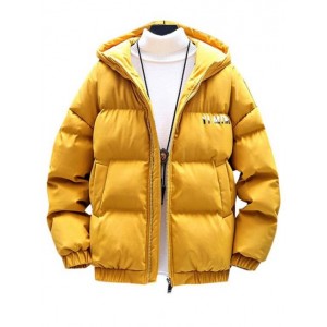 Zip Up Letter Graphic Pockets Puffer Coa...