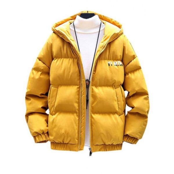 Zip Up Letter Graphic Pockets Puffer Coa...