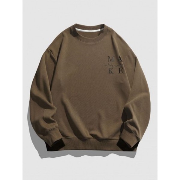 Letter Print Crew Neck Casual Sweatshirt