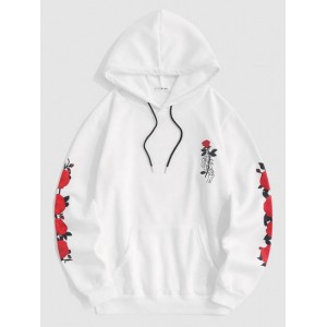 Streetwear Fleece-lined Rose Flower Hood...