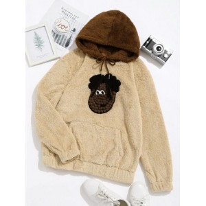 Two Tone 3D Doll Decor Funny Fluffy Hood...