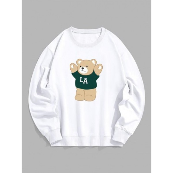 LA Cartoon Bear Graphic Pullover Sweatsh...