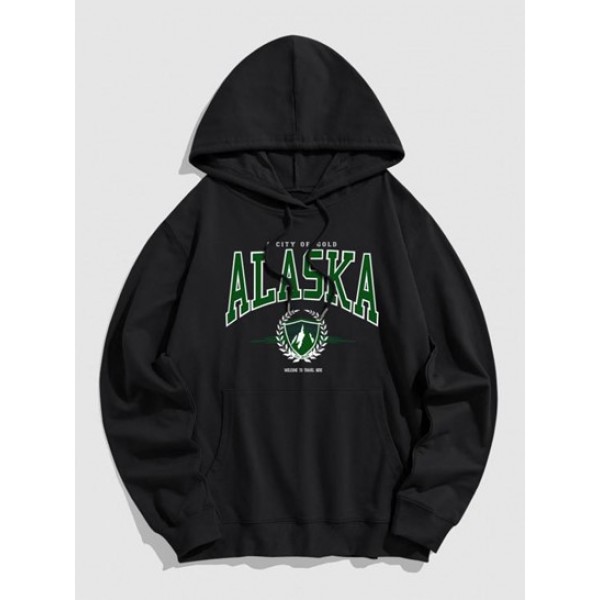 ALASKA Letter Printed Kangaroo Pocket Ho...