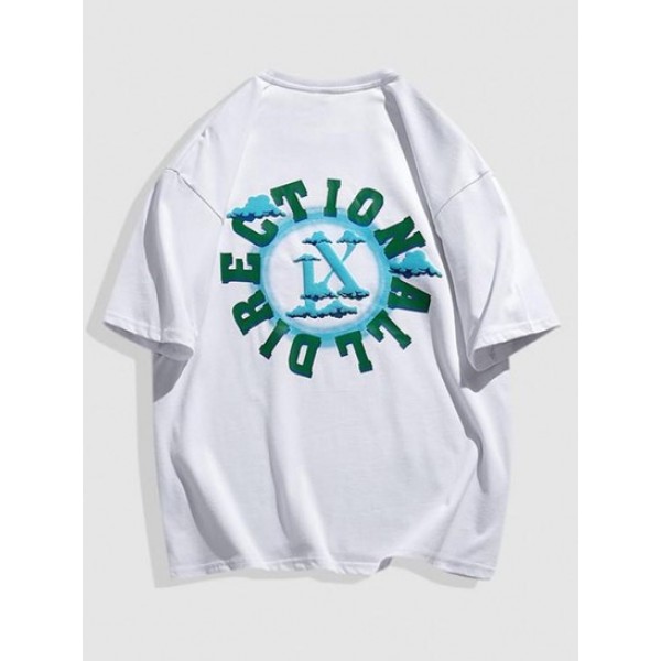 Cloud And Letter Graphic Print Casual T-...