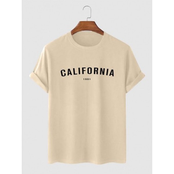 CALIFORNIA Letter Print Short Sleeves T-...