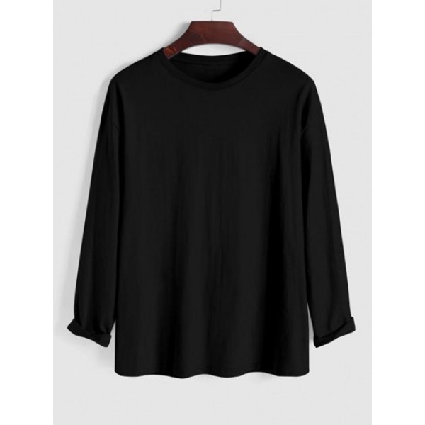 Solid Color Long Sleeve Basic T-shirt