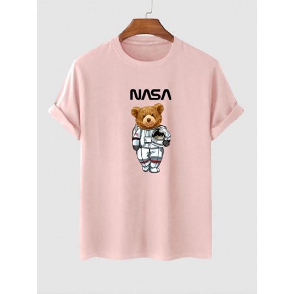 Spaceman Bear Pattern Funny T-shirt