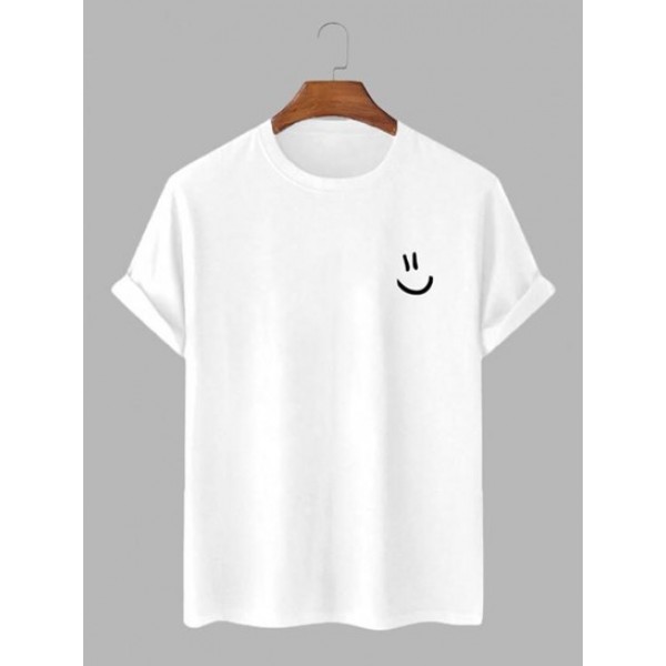 Cartoon Smile Face Printed Basic T-shirt