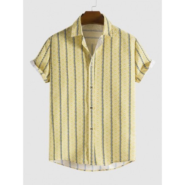 Print Casual Short Sleeve Button Shirt