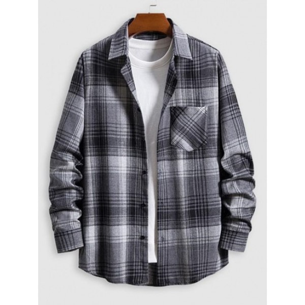 Plaid Front Pocket Button Up Shirt