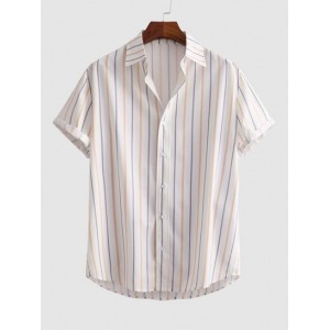 Vertical Stripes Short Sleeve Shirt...