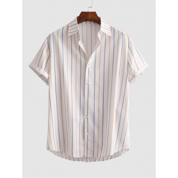 Vertical Stripes Short Sleeve Shirt