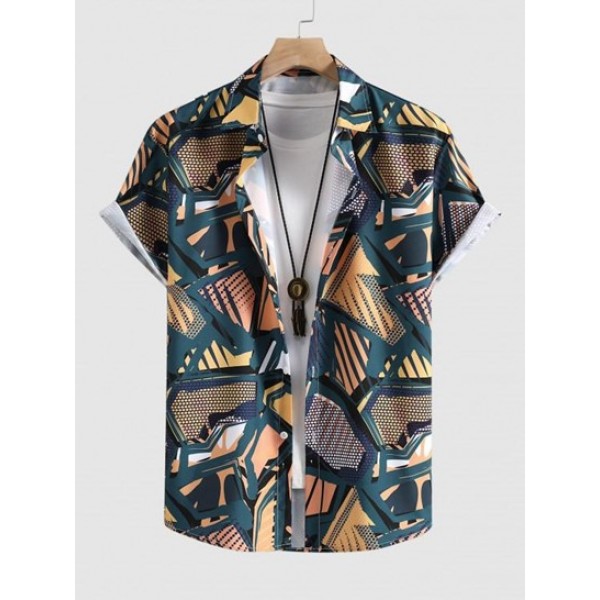 Irregular Pattern Print Short Sleeve Shi...