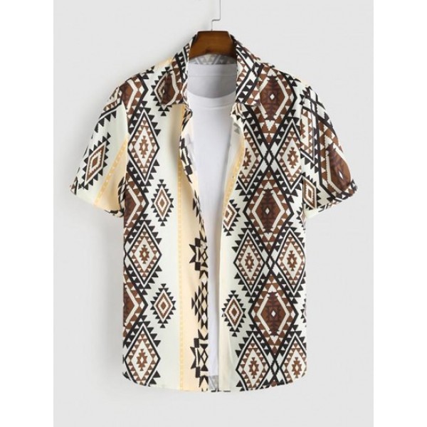 Ethnic Aztec Print Button Up Shirt