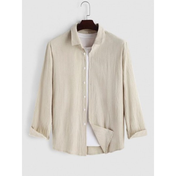 Neutral Color Casual Button Up Shirt