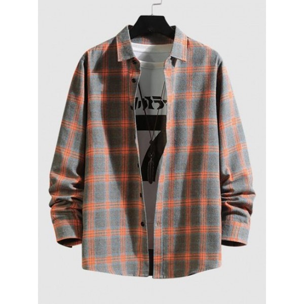 Plaid Pattern Flannel Long Sleeves Shirt