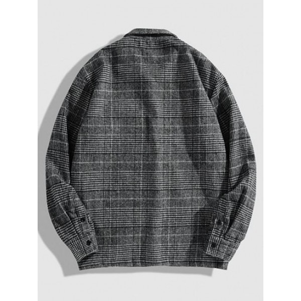 Houndstooth Pattern Casual Zip Jacket