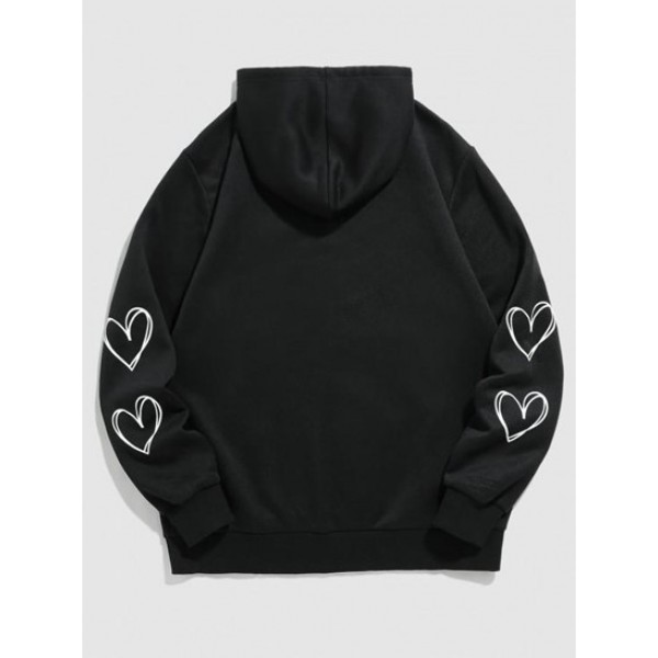 Heart Spider Web Halloween Zip Up Fleece Lining Hooded Coat