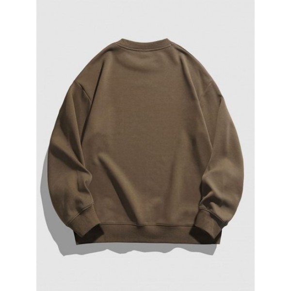 Letter Print Crew Neck Casual Sweatshirt