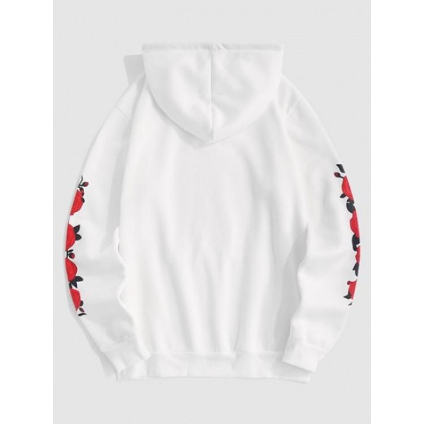 Streetwear Fleece-lined Rose Flower Hoodie