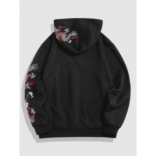 Dragon Embroidery Chinoiserie Y2K Aesthetic Hoodie