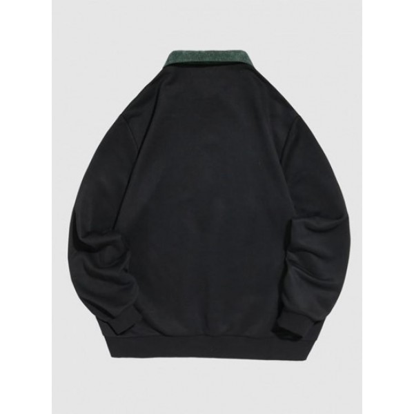 BROOKLYN NEW YORK Half Zip Corduroy Sweatshirt