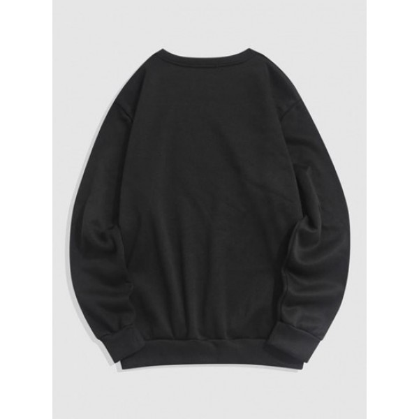 Streetwear California Contrasting Letter Fleece-lined Crewneck Vintage Sweatshirt