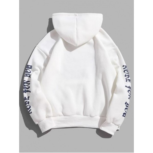 Rose Letter Fleece Kangaroo Pocket Pullover Hoodie