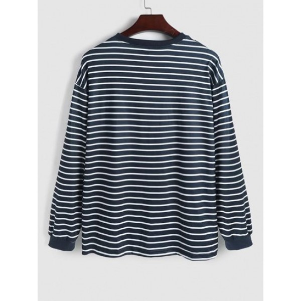 Striped Pattern Casual Long Sleeve T-shirt