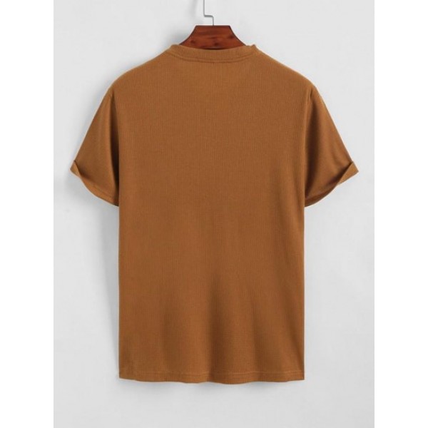 Textured Short Sleeve Basic T Shirt