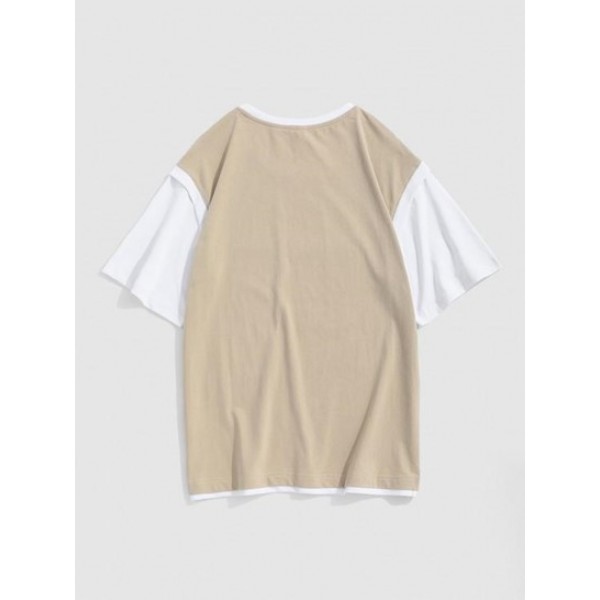 Faux Twinset Color Spliced Streetwear T-shirt