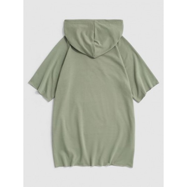 Hooded Side Slit High Low T-shirt