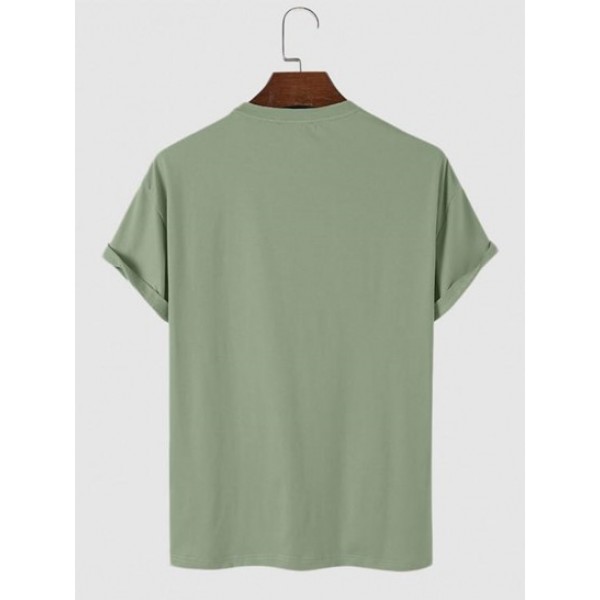 Solid Color Letter Printed Basic T-shirt