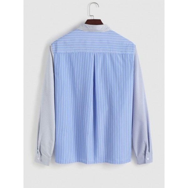 Striped Mixed Front Pocket Shirt