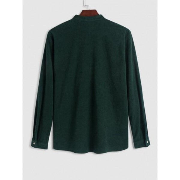 Solid Color Textured Long Sleeve Shirt