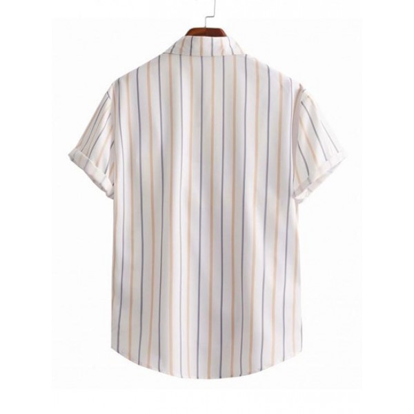 Vertical Stripes Short Sleeve Shirt