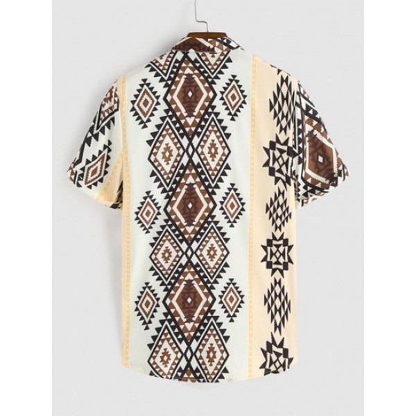 Ethnic Aztec Print Button Up Shirt