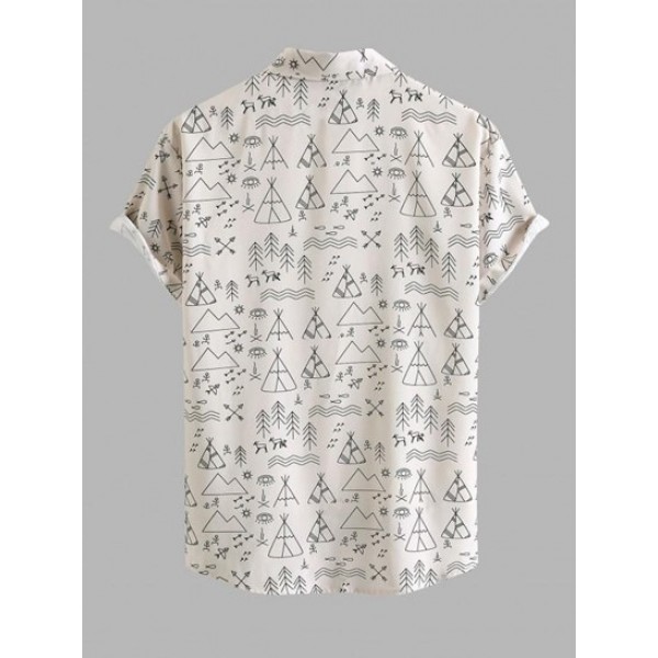 Geometric Figure Pattern Short Sleeves Shirt