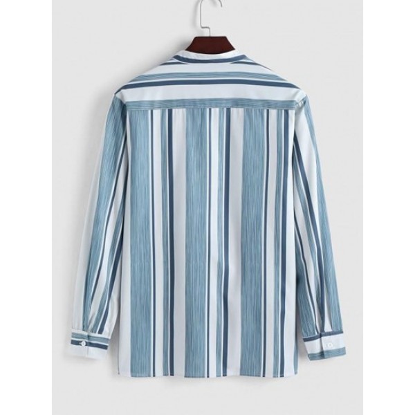 Half Button Irregular Striped Shirt