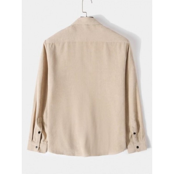 Solid Color Long Sleeve Corduroy Shirt