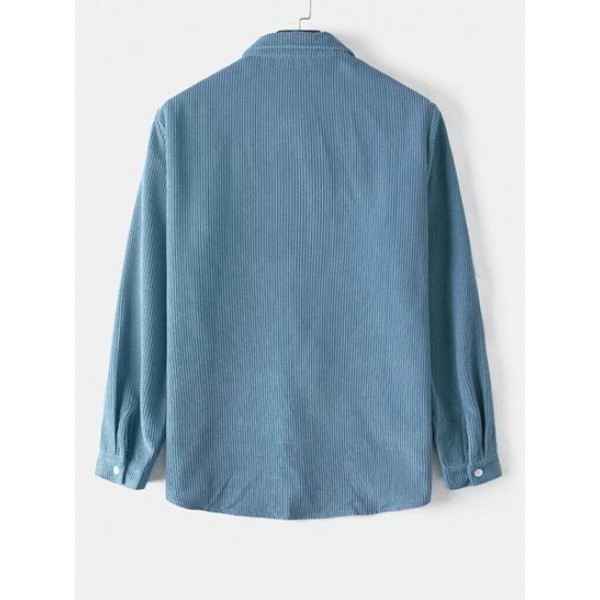 Solid Color Corduroy Long Sleeves Shirt