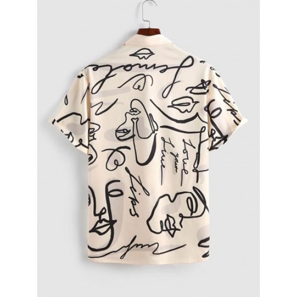 Graffiti Rose Printed Casual Shirt