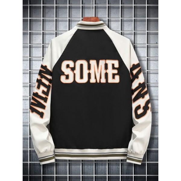 LOS ANGELES Embroidery Raglan Sleeves Baseball Jacket