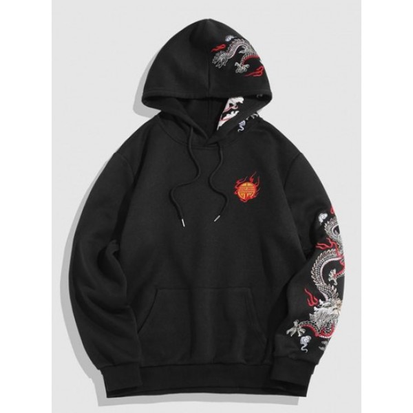 Dragon Embroidery Chinoiserie Y2K Aesthetic Hoodie