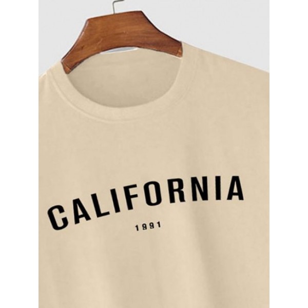 CALIFORNIA Letter Print Short Sleeves T-shirt