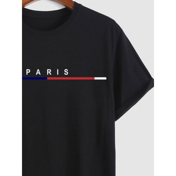 PARIS Letter Printed T-shirt