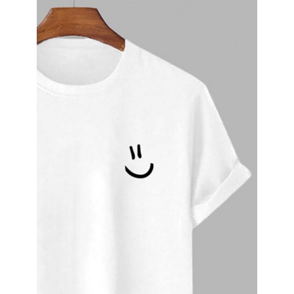 Cartoon Smile Face Printed Basic T-shirt