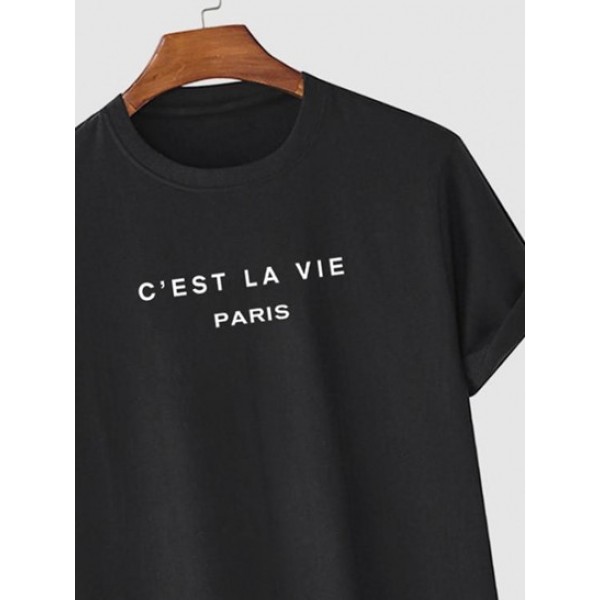 C'EST LA VIE Letter Printed Casual T-shirt